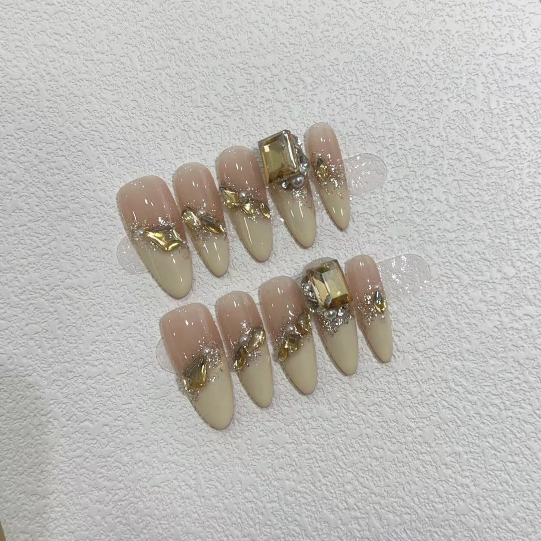 Glamorous Stiletto Press-On Nail Set with Metallic Accents Stornfield