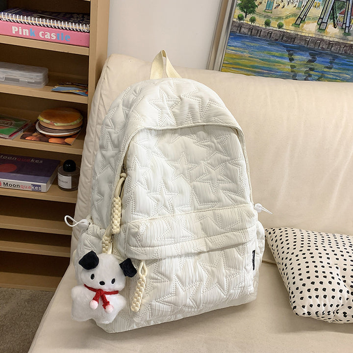 Quilted Backpack with Decorative Charm Stornfield