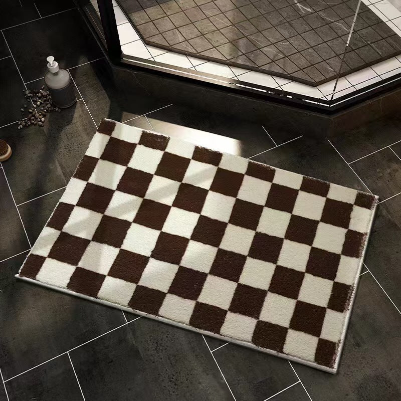 Checkerboard Patterned Bath Mat