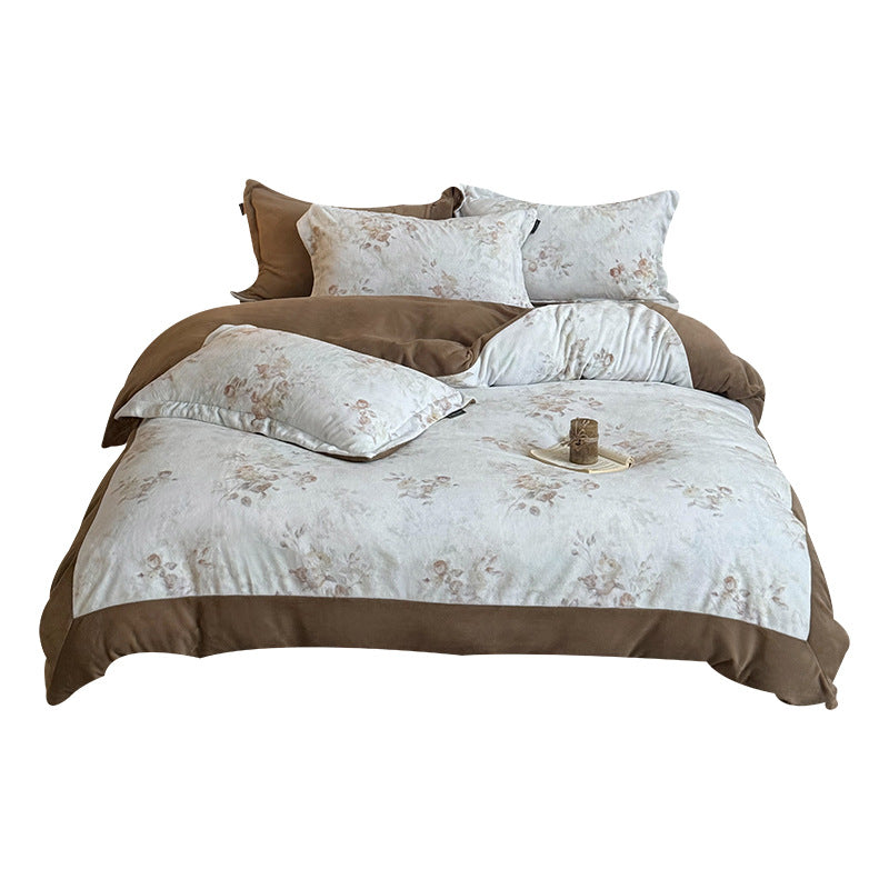 Watercolor Butterfly & Floral Brushed Microfiber Duvet Cover Set
