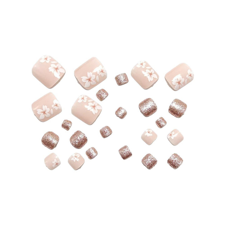 Fingernail art set with elegant floral design and glitter accents Stornfield