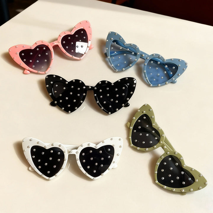 Pearl-Embellished Heart-Shaped Sunglasses Stornfield