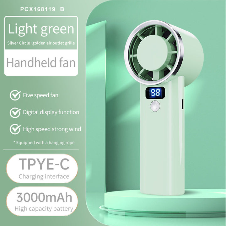 Unisex handheld fan with digital display and five speed levels Stornfield