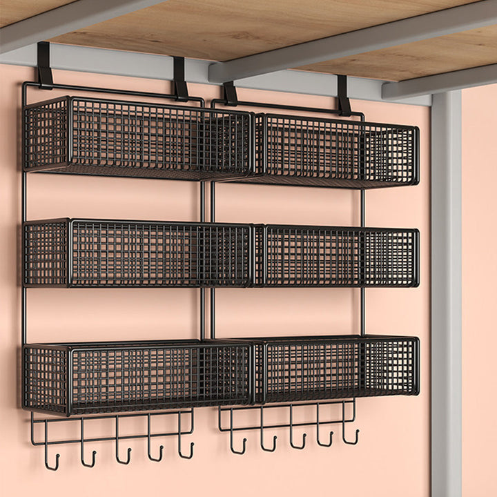 Under-Shelf Double-Tier Ventilated Mesh Hanging Storage Basket for Pantry and Bathroom