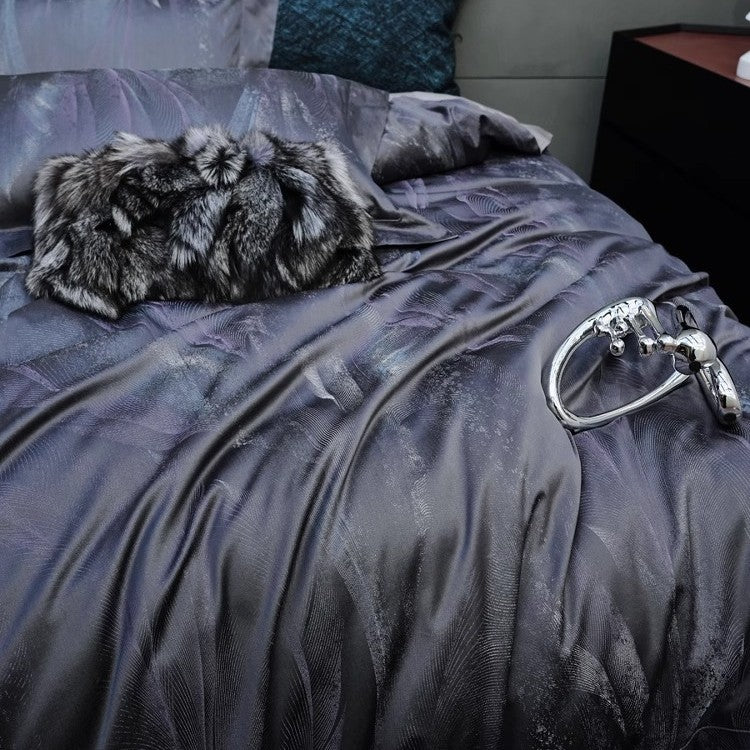 Silky Micro-Sateen Abstract Wave Duvet Cover Set with Hidden Closure and Pillow Shams