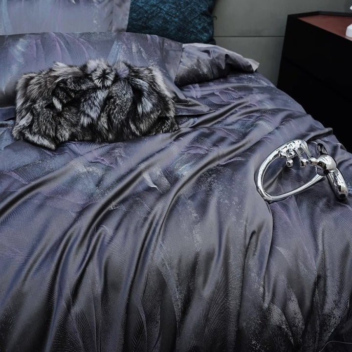Silky Micro-Sateen Abstract Wave Duvet Cover Set with Hidden Closure and Pillow Shams