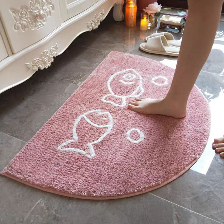 Plush Non-Slip Memory Foam Bath Mat with Cute Fish Pattern