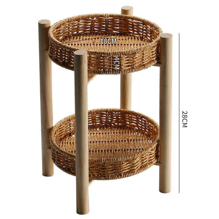 Handwoven Decorative Tabletop Basket with Wooden Legs Stornfield
