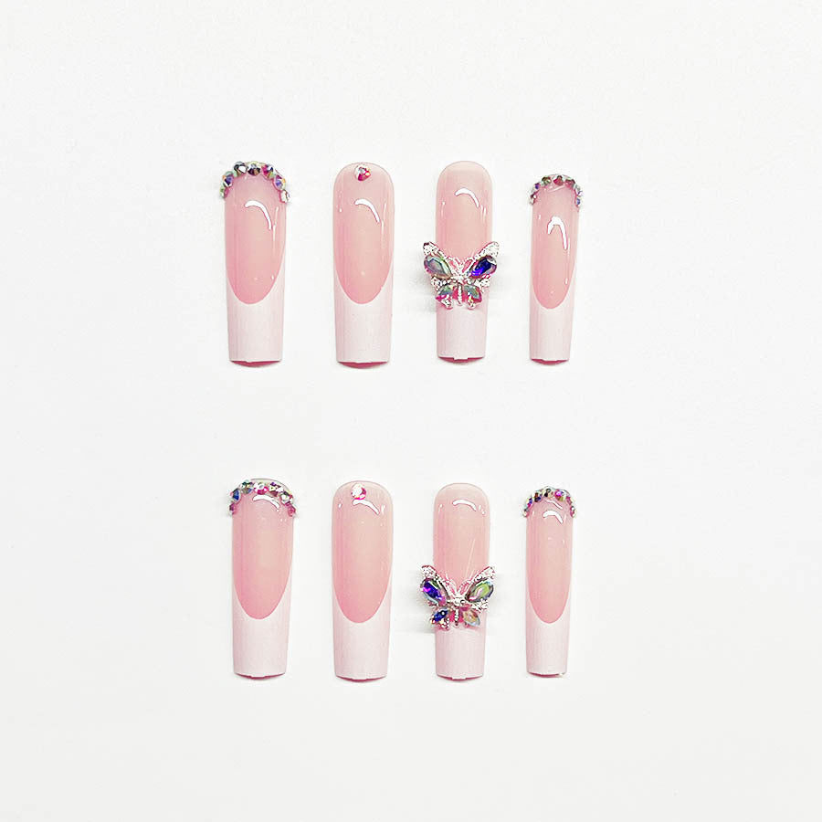 Elegant Butterfly-Embellished Nail Extensions Stornfield