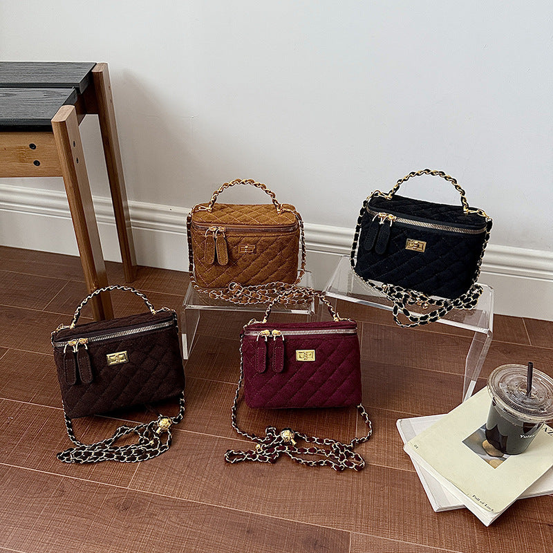 Quilted Suede Crossbody Handbag