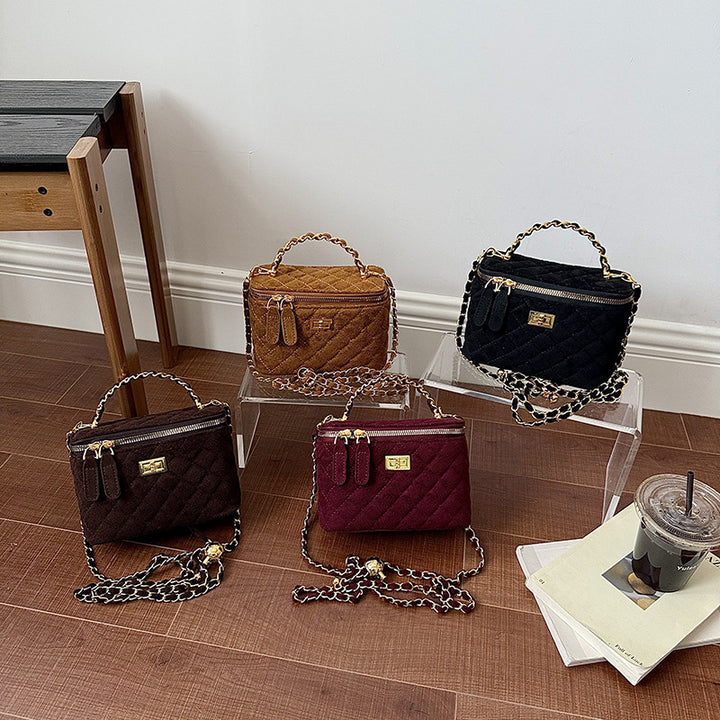 Quilted Suede Crossbody Handbag