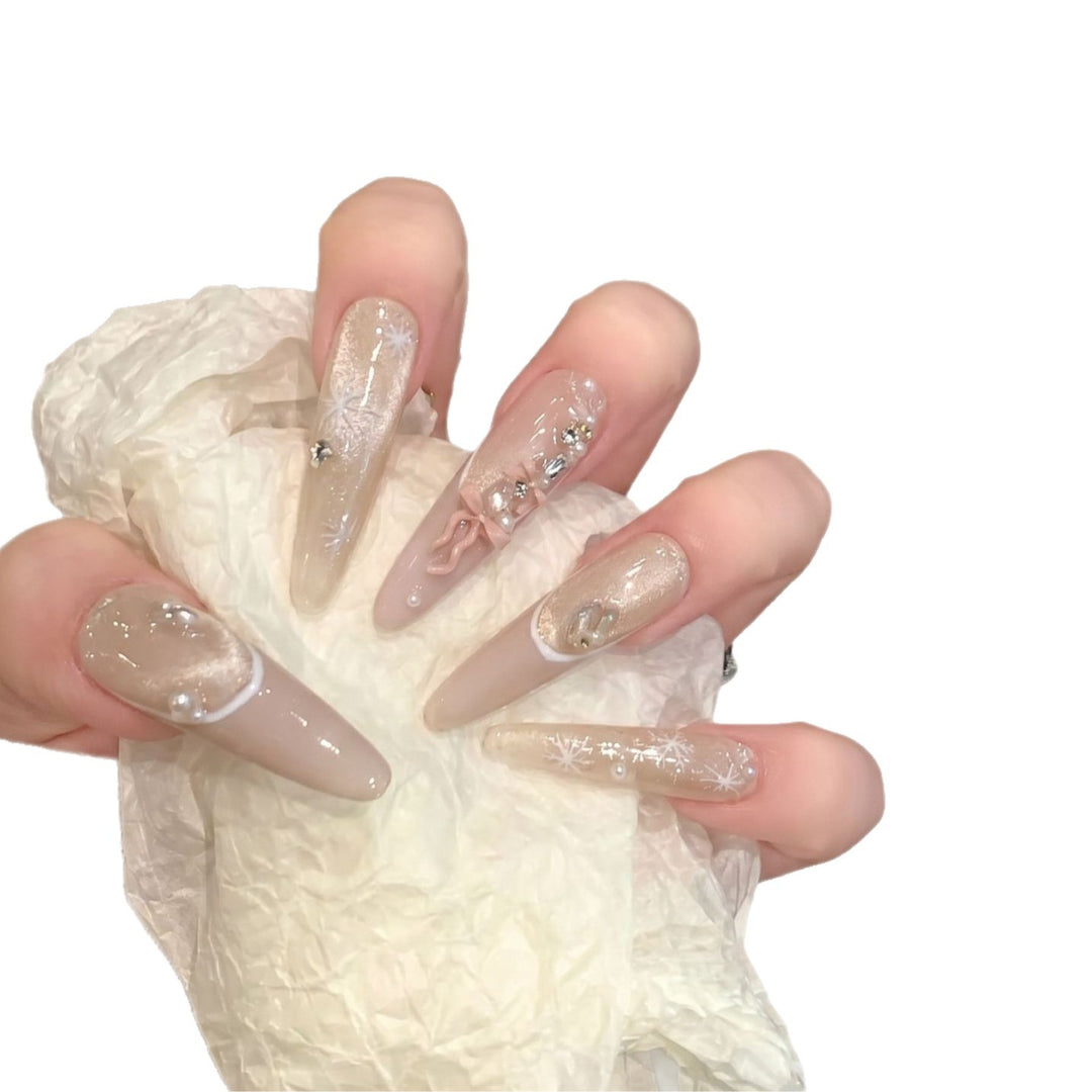 Decorative Stiletto Press-On Nail Set with Artistic Accents Stornfield