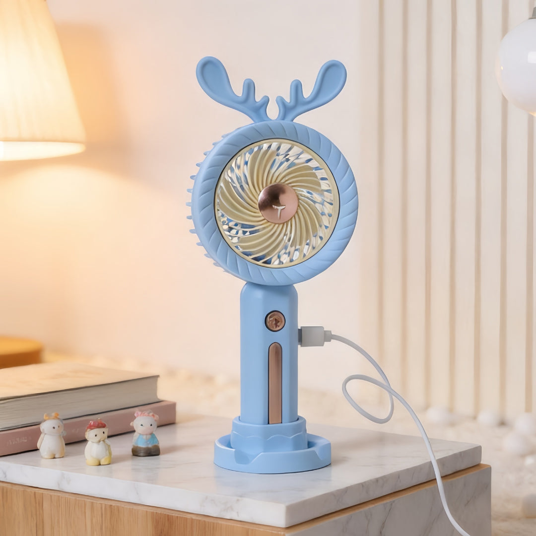 Women's Portable Hand Fan with Creative Antler Design Stornfield