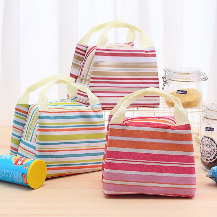 Insulated Lunch Tote with Stylish Stripes