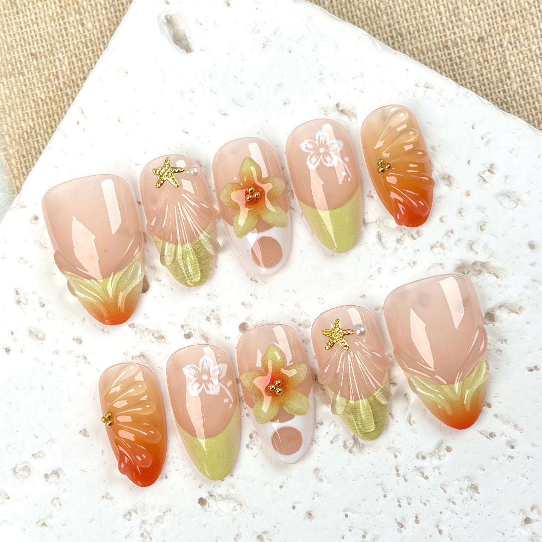 Artistic Floral Designer Press-On Nail Set
