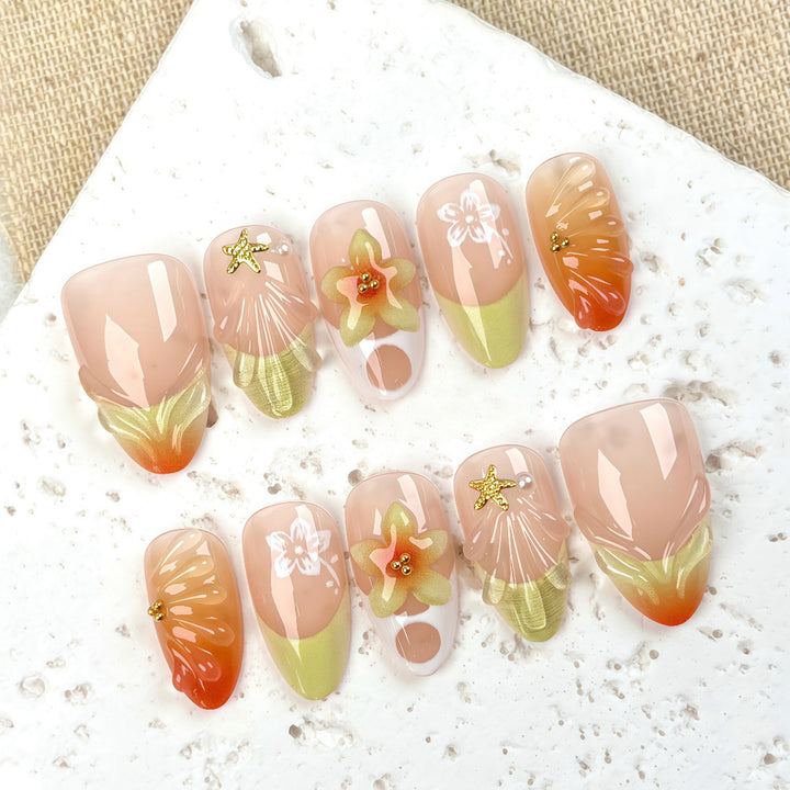 Artistic Floral Designer Press-On Nail Set