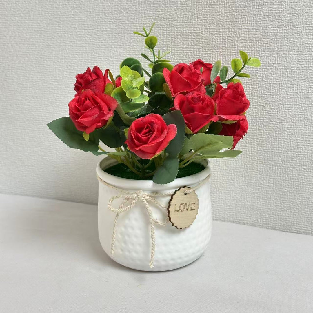 Lifelike Decorative Artificial Rose Plant Arrangement