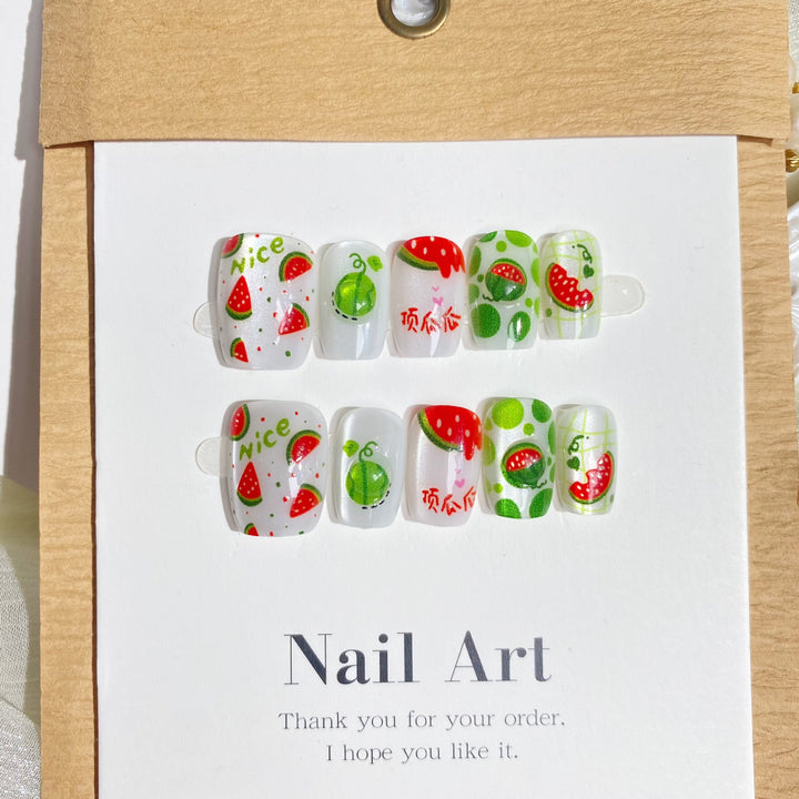 Whimsical Fruit-Themed Press-On Nail Art Set