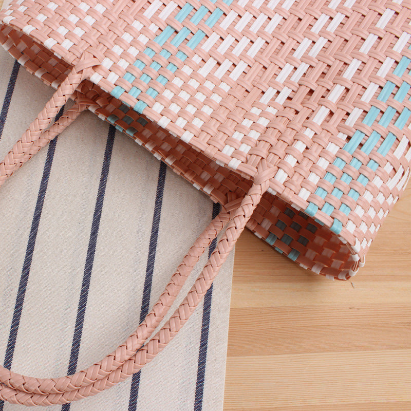 Braided tote bag with colorful design and sturdy handles Stornfield