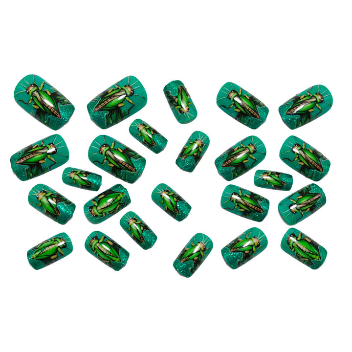 Creative nail art with vibrant insect motifs Stornfield