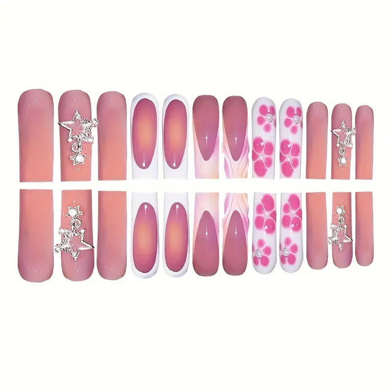 Artistic 3D Floral Press-On Nail Set Stornfield
