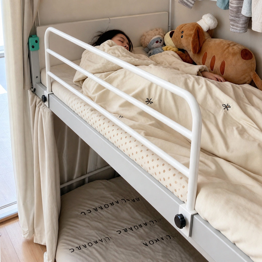 Foldable Mesh-Lined Clamp-On Child Bed Safety Guard Rail with Padded Panel