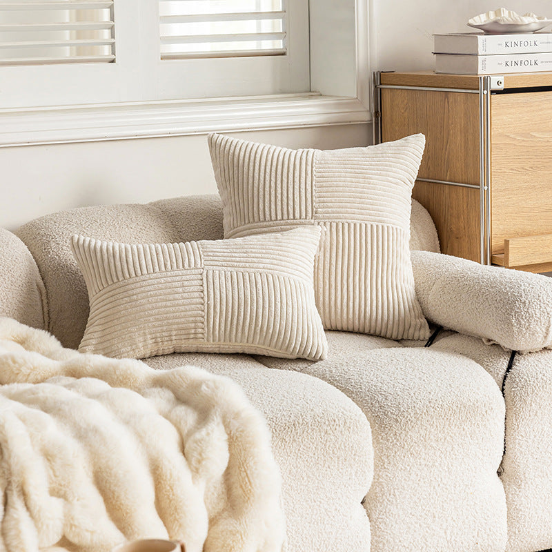 Ribbed Corduroy Velvet Lumbar and Square Cushion Set