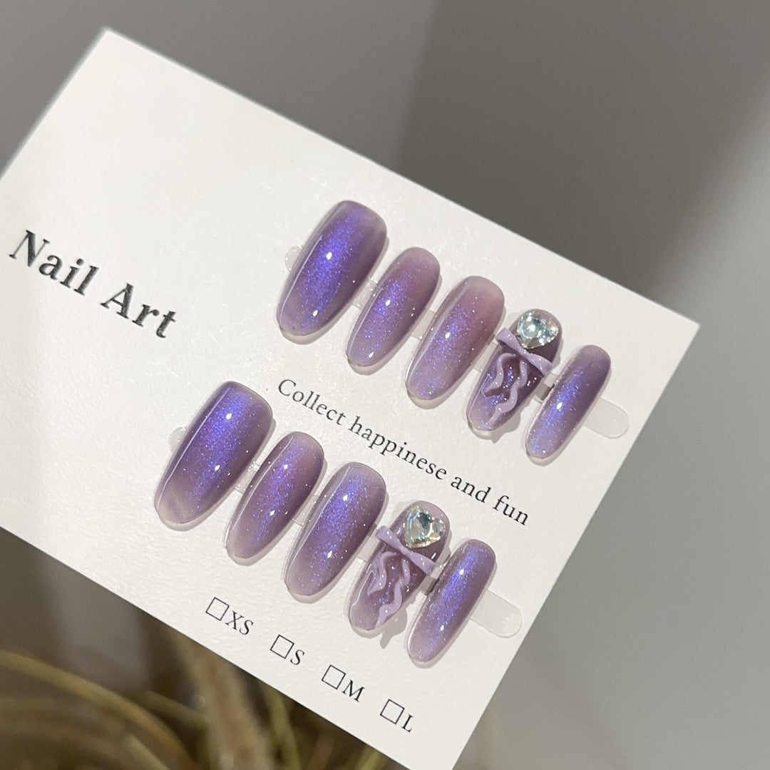 Whimsical Glittering Press-On Nail Design