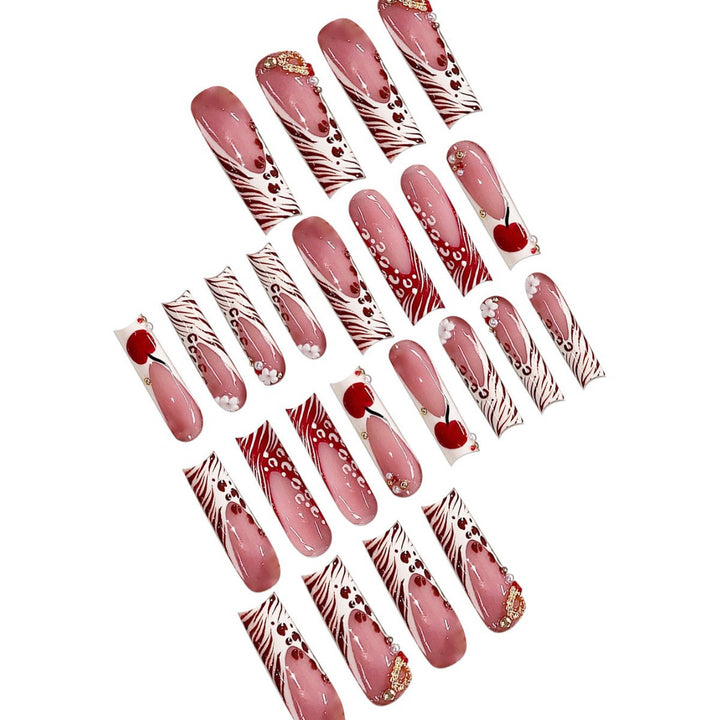 Decorative Long Press-On Nail Art with Gem Accents Stornfield