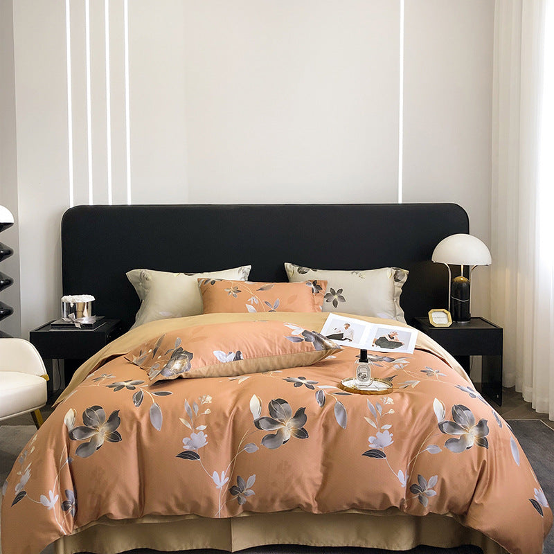 Panda Print Cotton Sateen Duvet Cover Set with Reversible Solid Backing and Button Closure