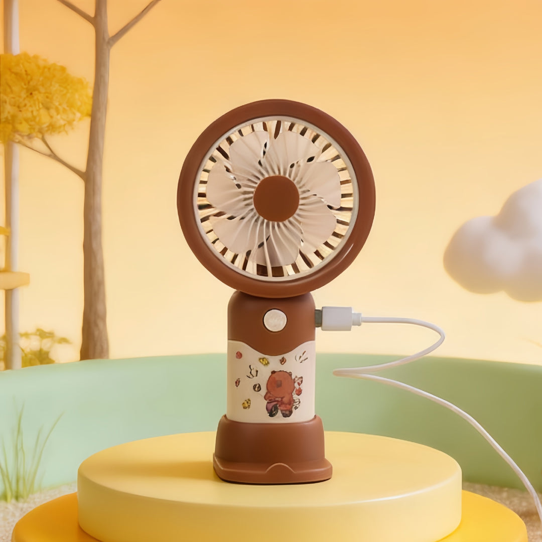 Ladies Portable Hand Fan with Cute Character Design Stornfield