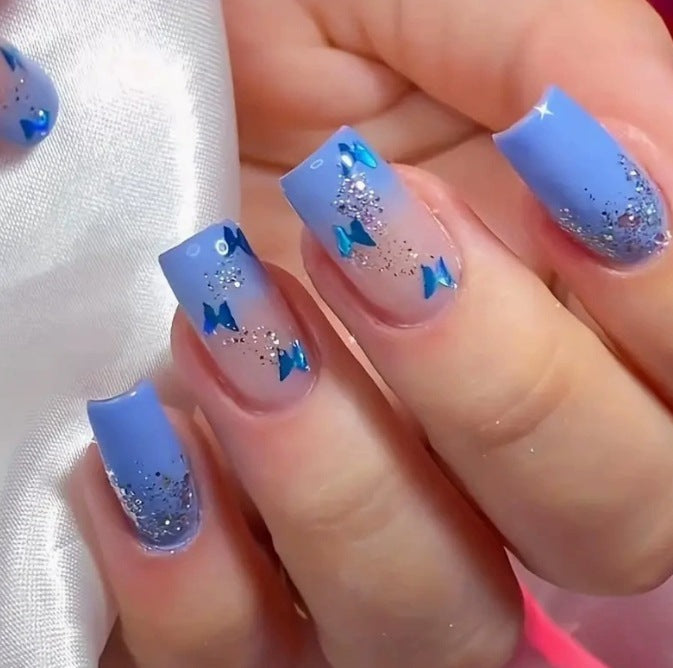 Floral Glitter Acrylic Nail Art Enhancements Stornfield