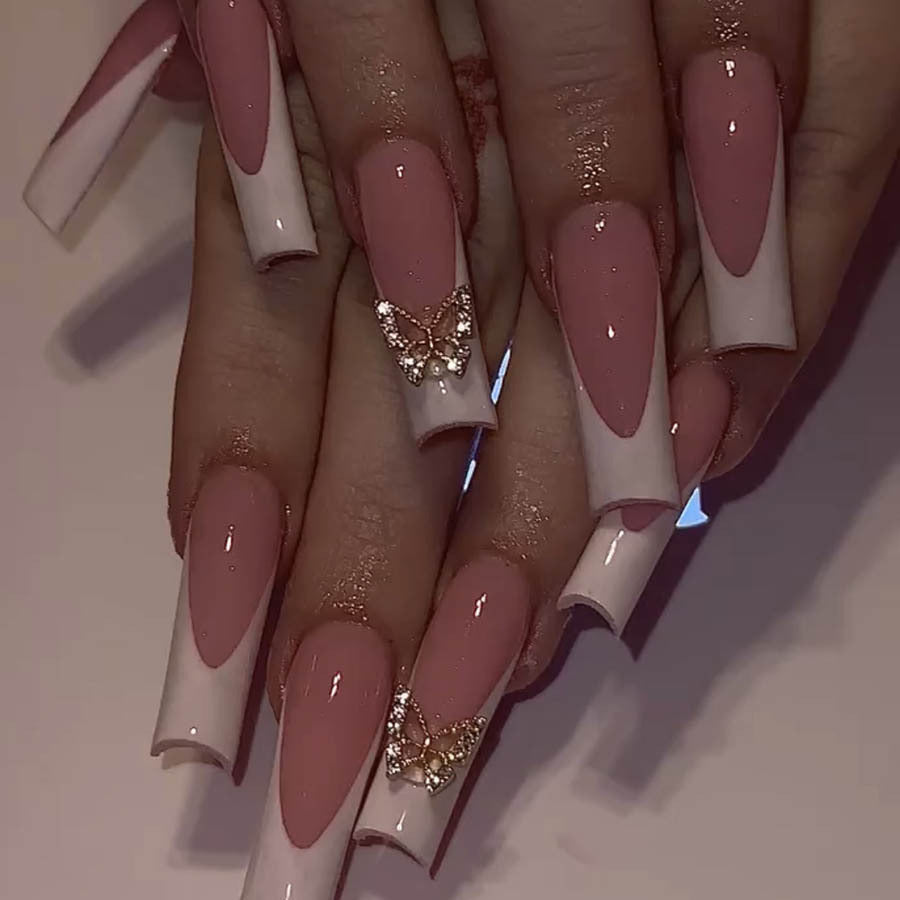 Elegant artificial nail set with butterfly accents Stornfield