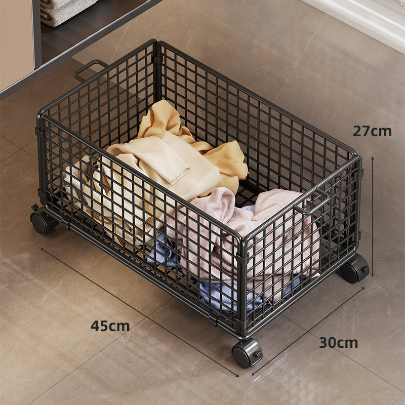 Rolling Mesh Underbed Storage Basket with Locking Casters and Carry Handles