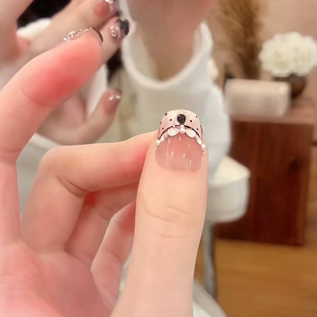Elegant artificial nails with flower décor and glitter Stornfield