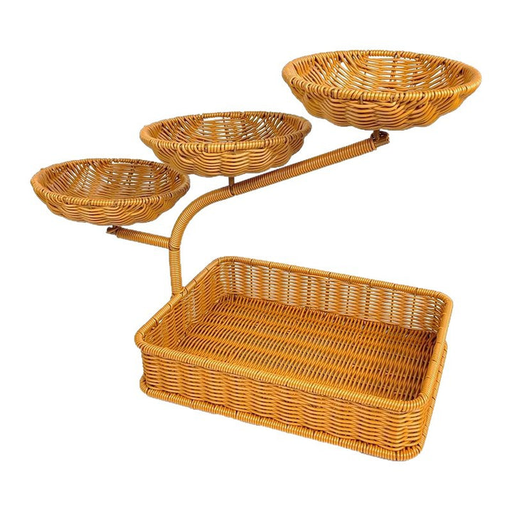 Unisex fruit and vegetable rack made of rattan with multiple levels Stornfield