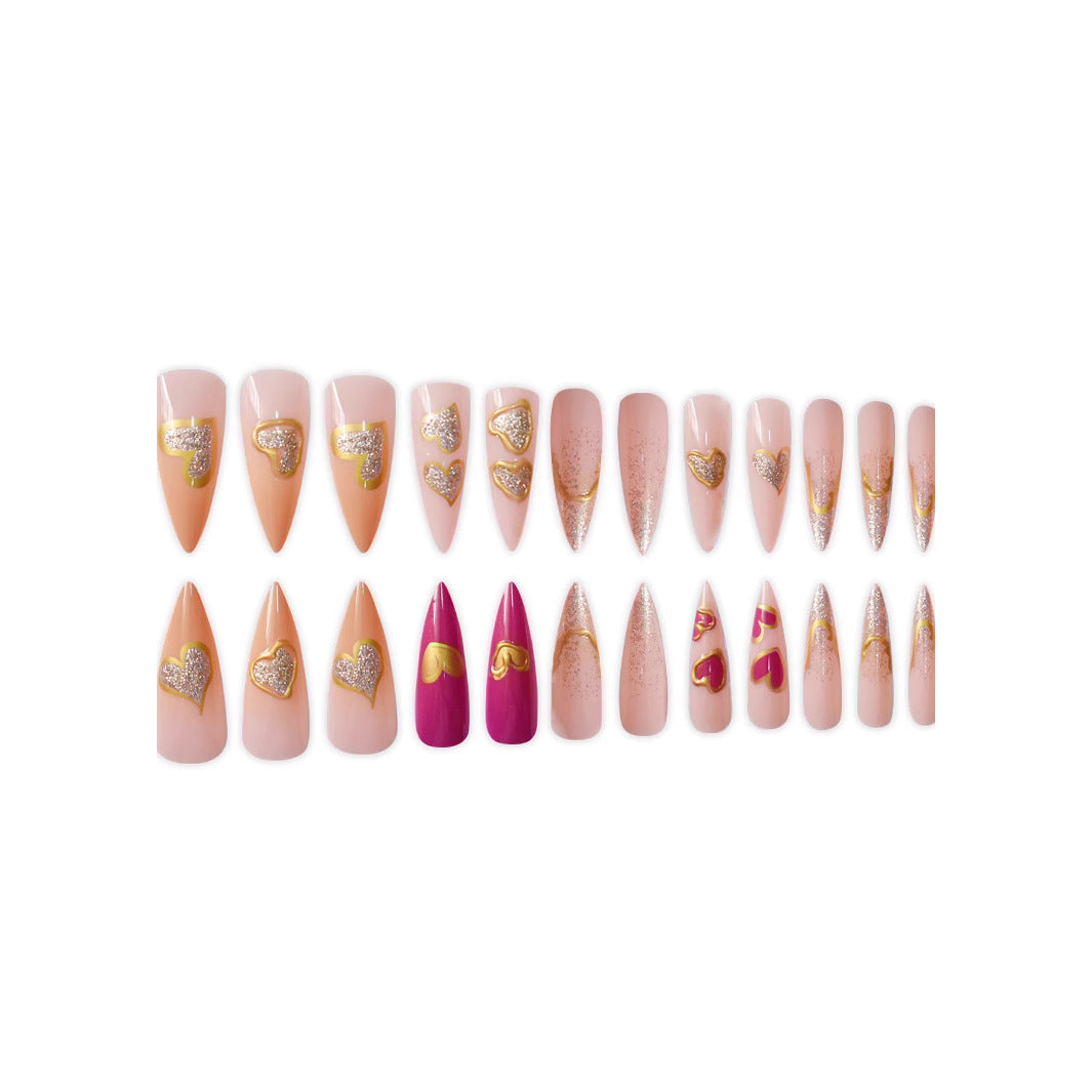 Heart-Embellished Acrylic Press-On Nails Stornfield