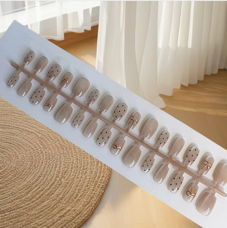 Decorative Press-On Nail Set with Bow Accents Stornfield