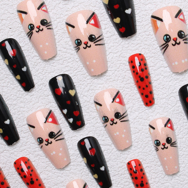 Playful Cat-Themed Press-On Nails Stornfield