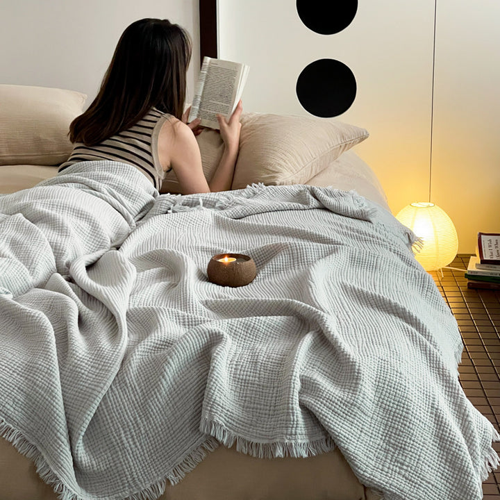 Cozy Waffle Knit Throw Blanket