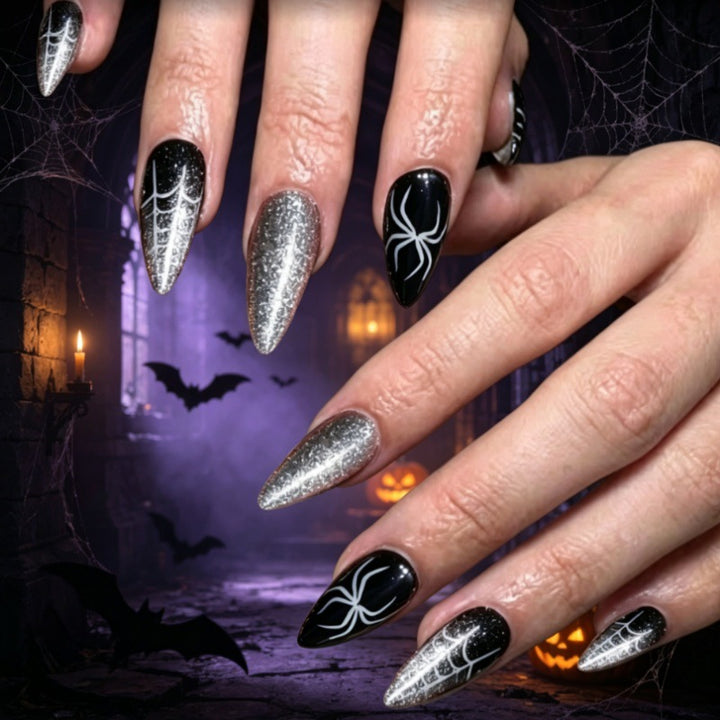 Halloween-Themed Spider Design Press-On Nails Stornfield