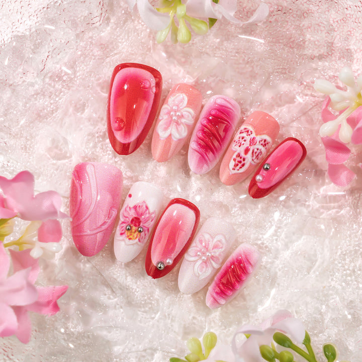 Artistic Floral Pattern Press-On Nails