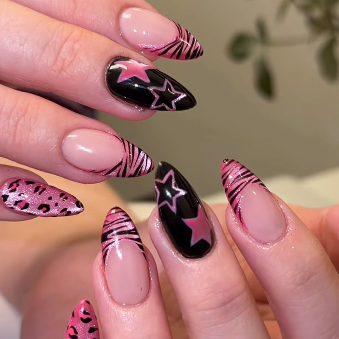 Artistic Stiletto Nail Art Kit with Patterned Design Stornfield