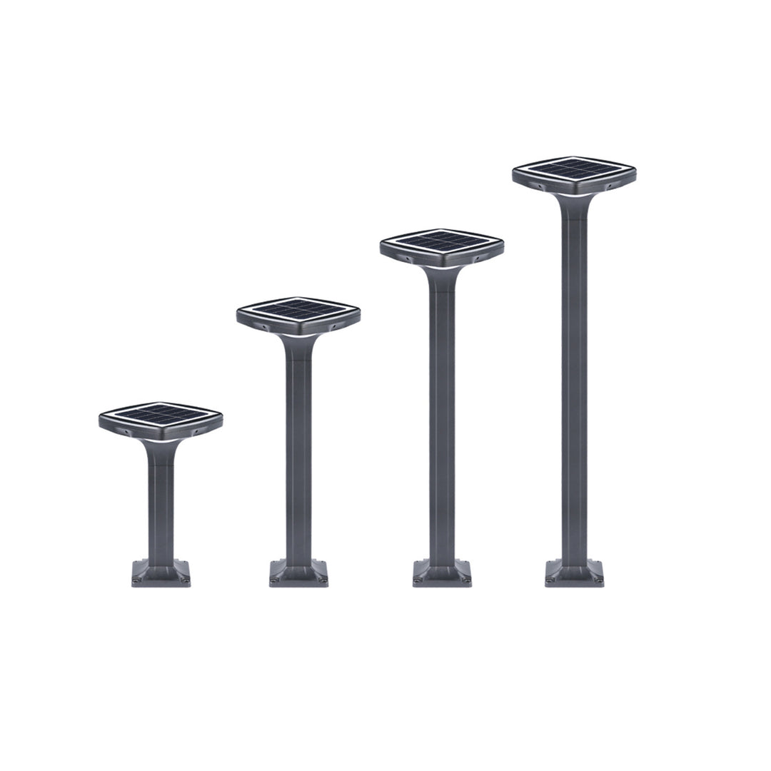 Solar-Powered Low-Profile LED Pathway Bollard Light With Dual Downlights And Anchor Base Stornfield