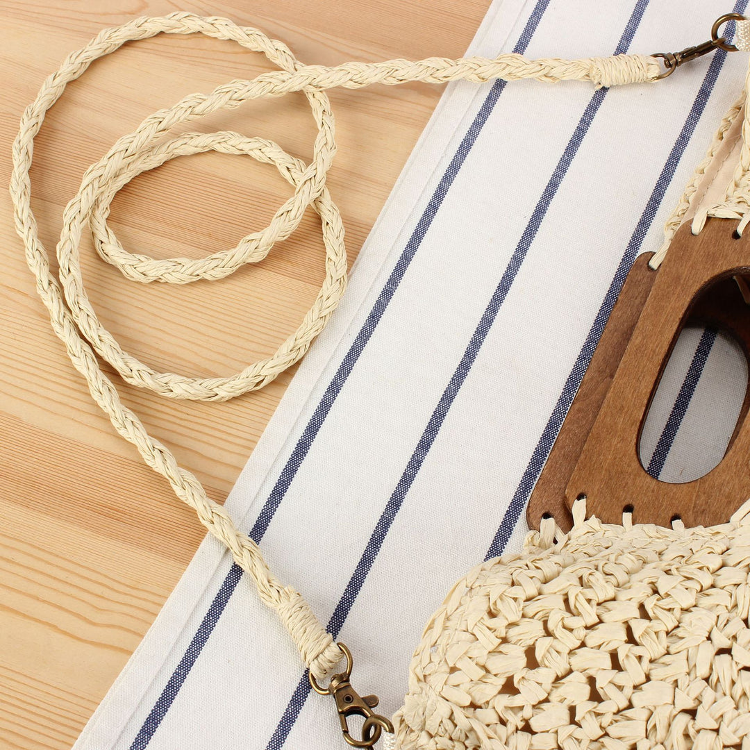 Macrame Crossbody Bag with Wooden Handle Stornfield