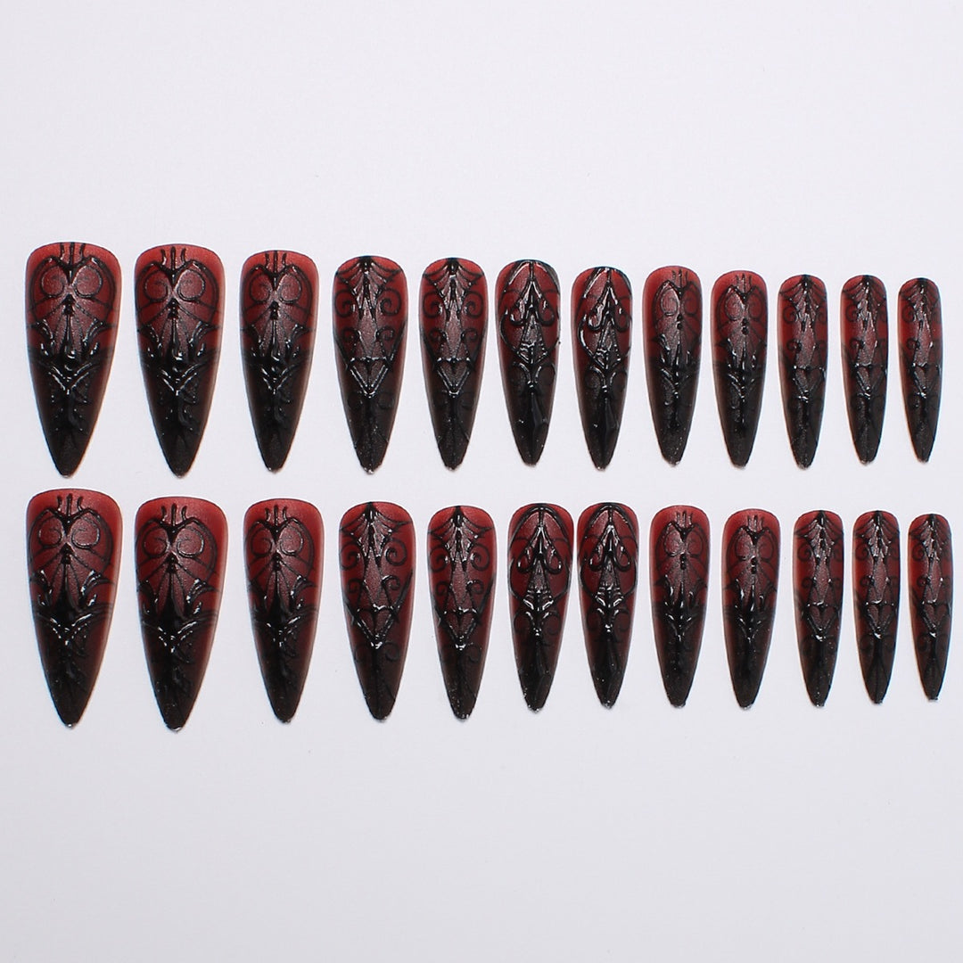 Artificial nail tips with Gothic design and filigree patterns Stornfield