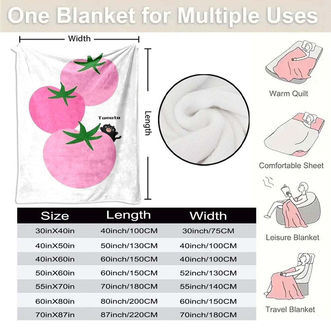 Whimsical Tomato Print Fleece Throw Blanket