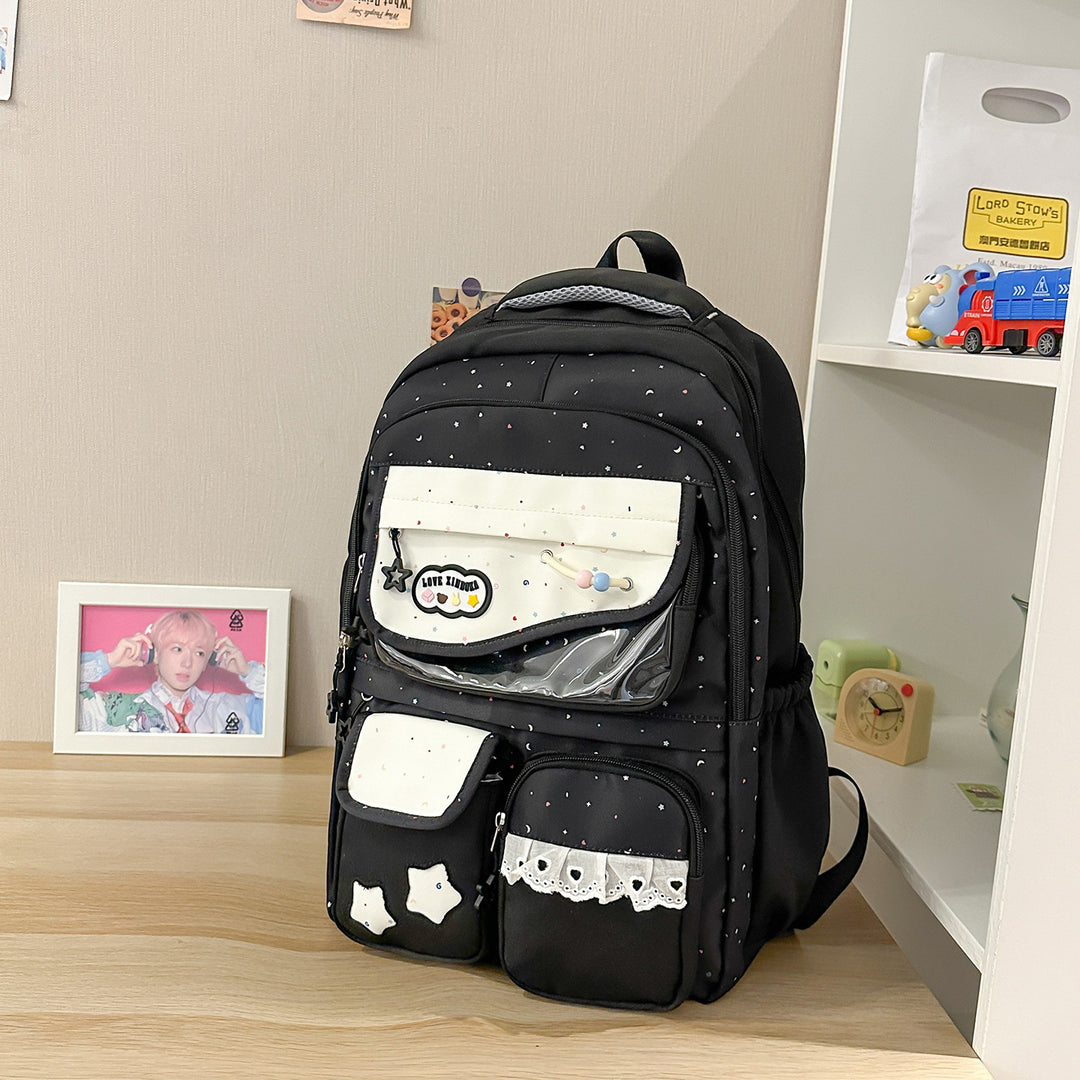 Multi-Pocket Casual Backpack with Transparent Window Stornfield