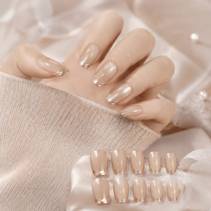 Elegant French Tip Press-On Nail Set Stornfield 1787380647