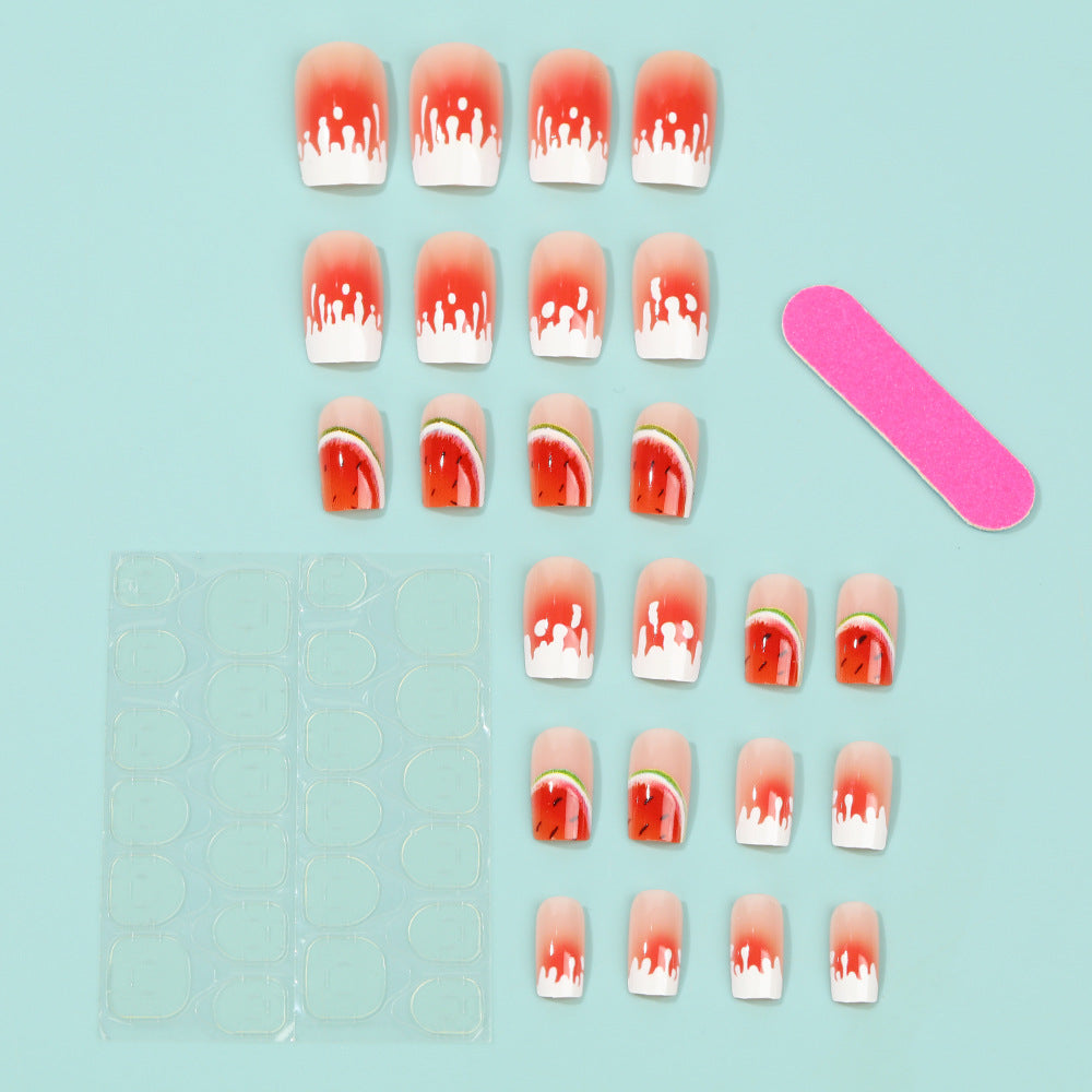 Artificial nails in stylish watermelon design Stornfield